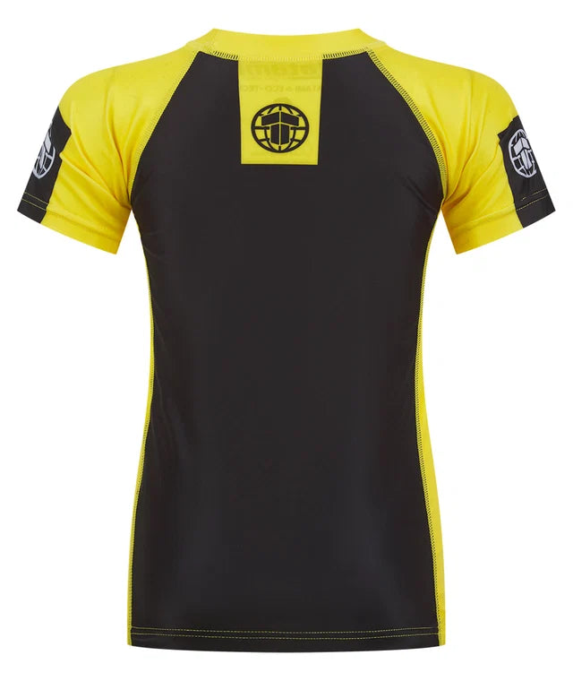 Kids IBJJF Ranked Short Sleeve Rash Guard - Yellow